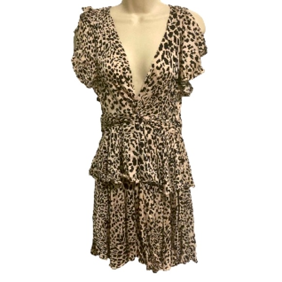 THE IMPECCABLE PIG Cheetah Leopard Printed Ruffle Dress Womens Large - Picture 1 of 15